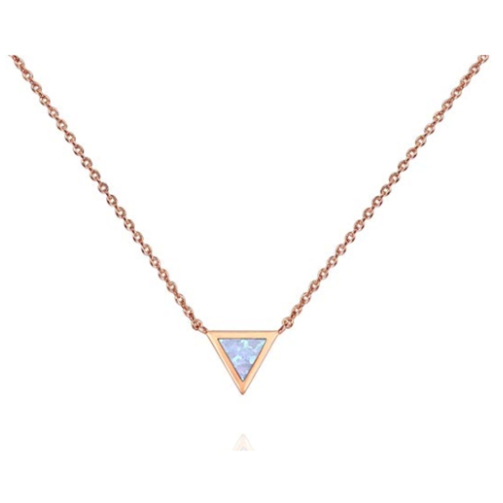Rose Gold Plated Created Opal Necklace